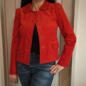 J Crew Bright Red Corduroy 5 Button Jacket w/Front Flap Pockets, Sz. 4 / 6